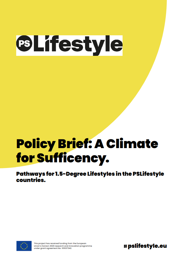 PSLifestyle_Policy Brief_A Climate for Sufficiency_coverpage PSLifestyle_Policy Brief_A Climate for Sufficiency_coverpage
