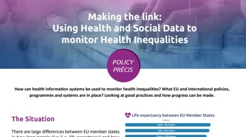 Policy Precis Banner Using health and social data to monitor health inequalities