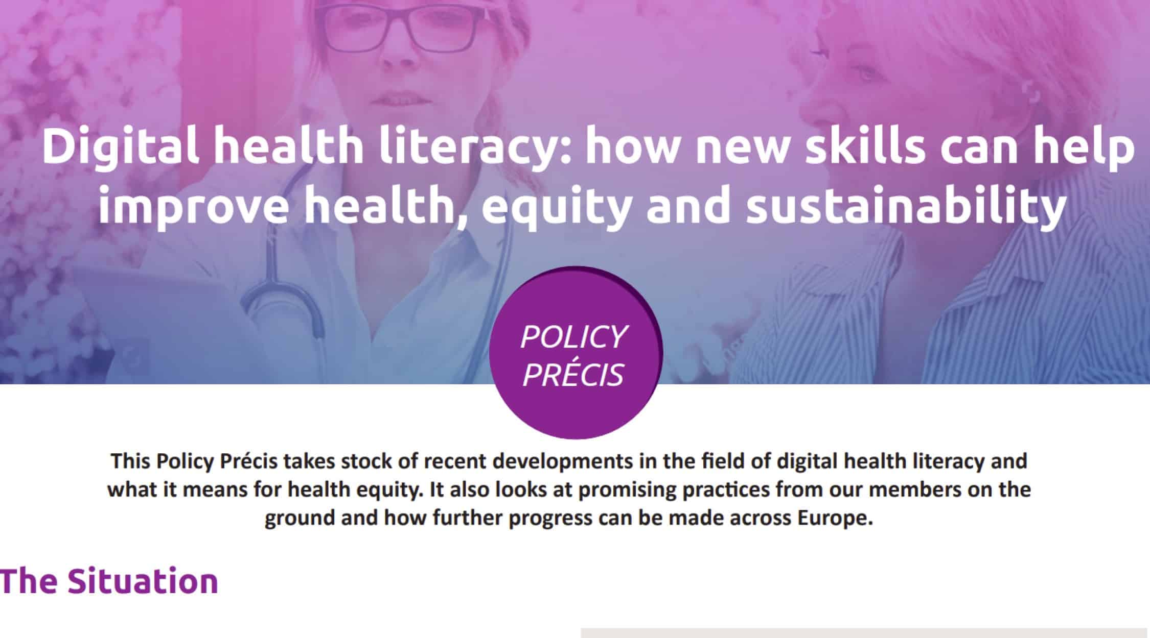 Policy precis banner digital health literacy